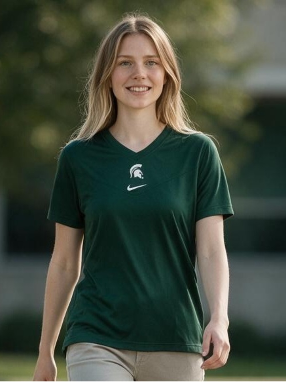 MICHIGAN STATE SPARTANS / NIKE Women’s Large Green Performance T-shirt